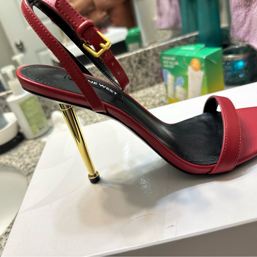 Elegant Red and Gold Women's Heels